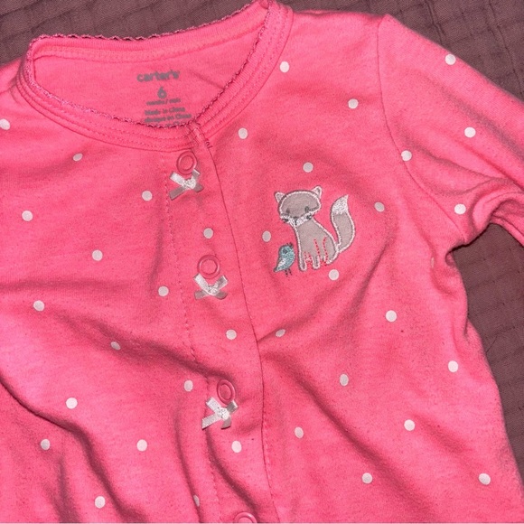 Carter's Pink and White Soft Footie One Piece - Picture 2 of 2